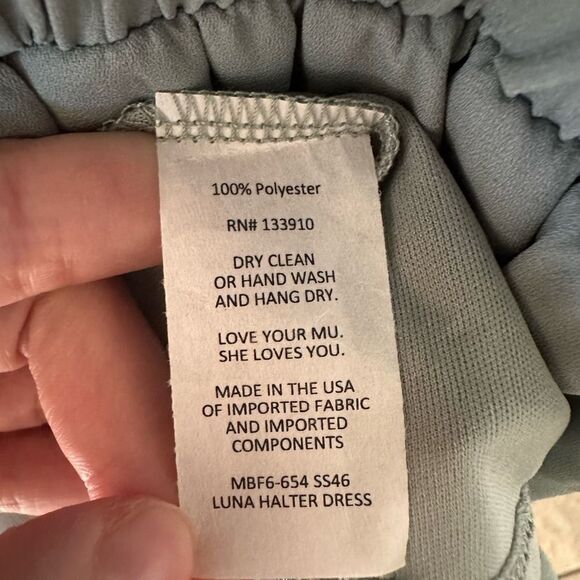 Show Me Your MuMu Luna Halter Open Back Dress in Deep Sage Size Small - Picture 7 of 8